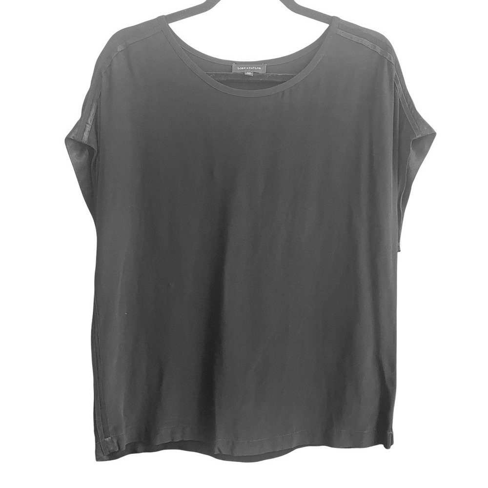 Lord & Taylor Black Short Sleeve Crewneck Viscose Top S